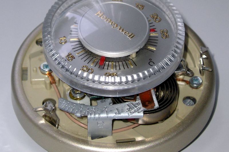Honeywell thermostat for building (open).